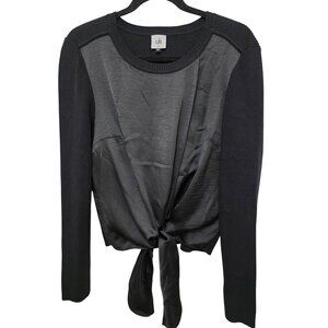Cabi Black Office Use Long-Sleeve Knit Tie-Front Top Size M